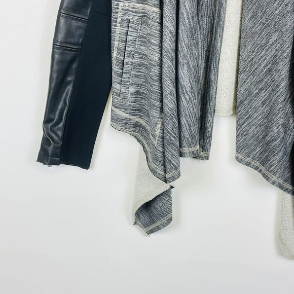 Blank NYC BlankNYC Grey French Terry Faux Leather Moto Open Jacket Womens Medium - Picture 3 of 9
